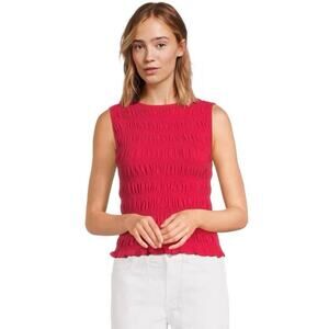 NWT Madewell Smocked Boatneck Tank in Watermelon Size XS